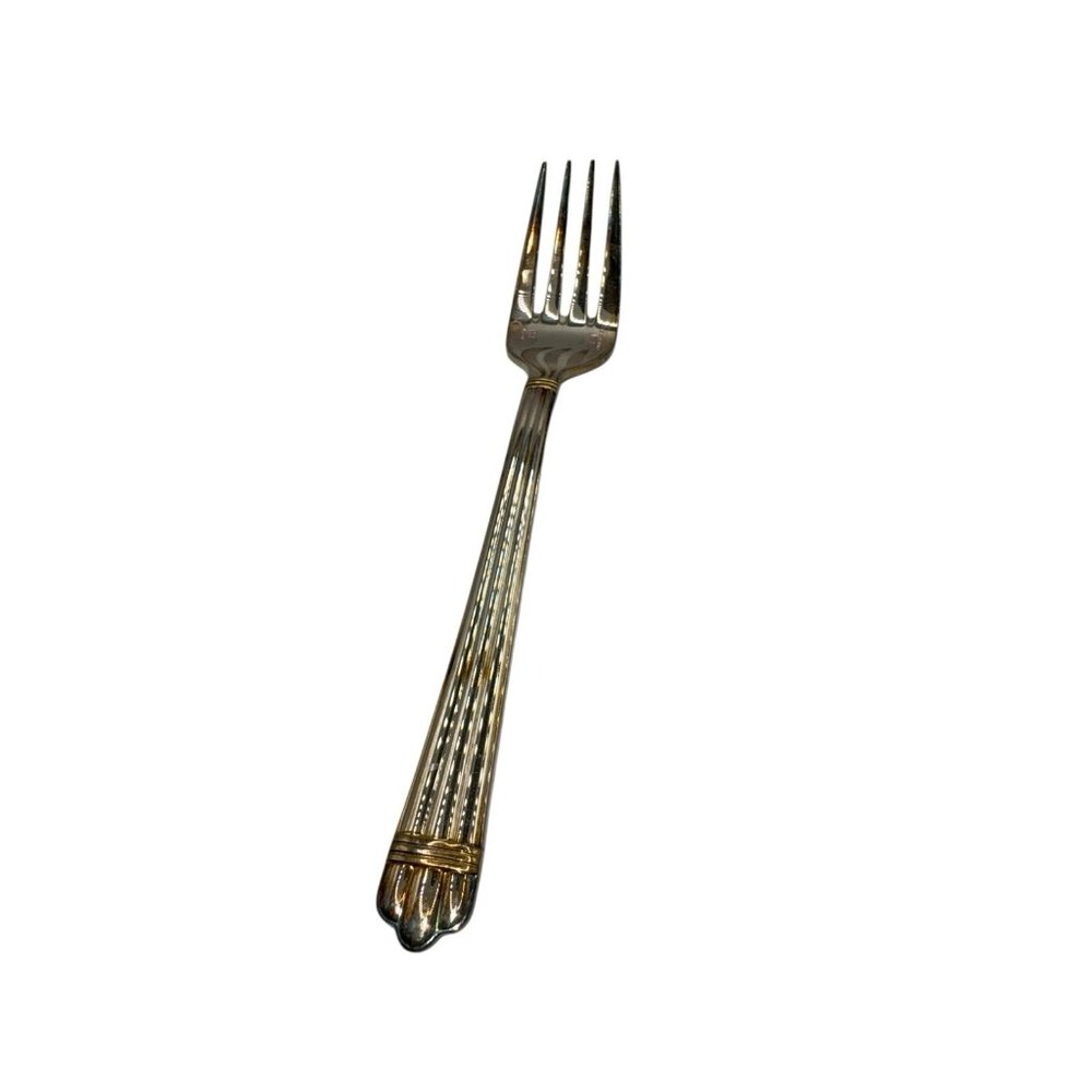 ARIA by Christofle Silverplate Salad Fork NWOT France Silver Gold Accents
